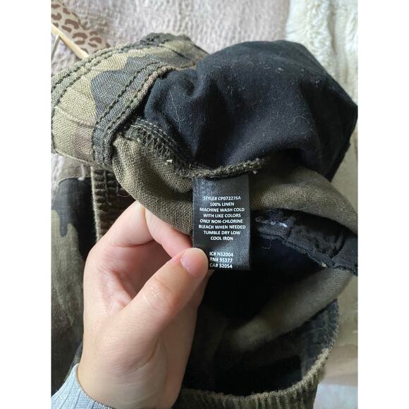 SANCTUARY X Anthropologie Discoverer Linen Camo Cargo Pants Size Medium - Picture 7 of 11